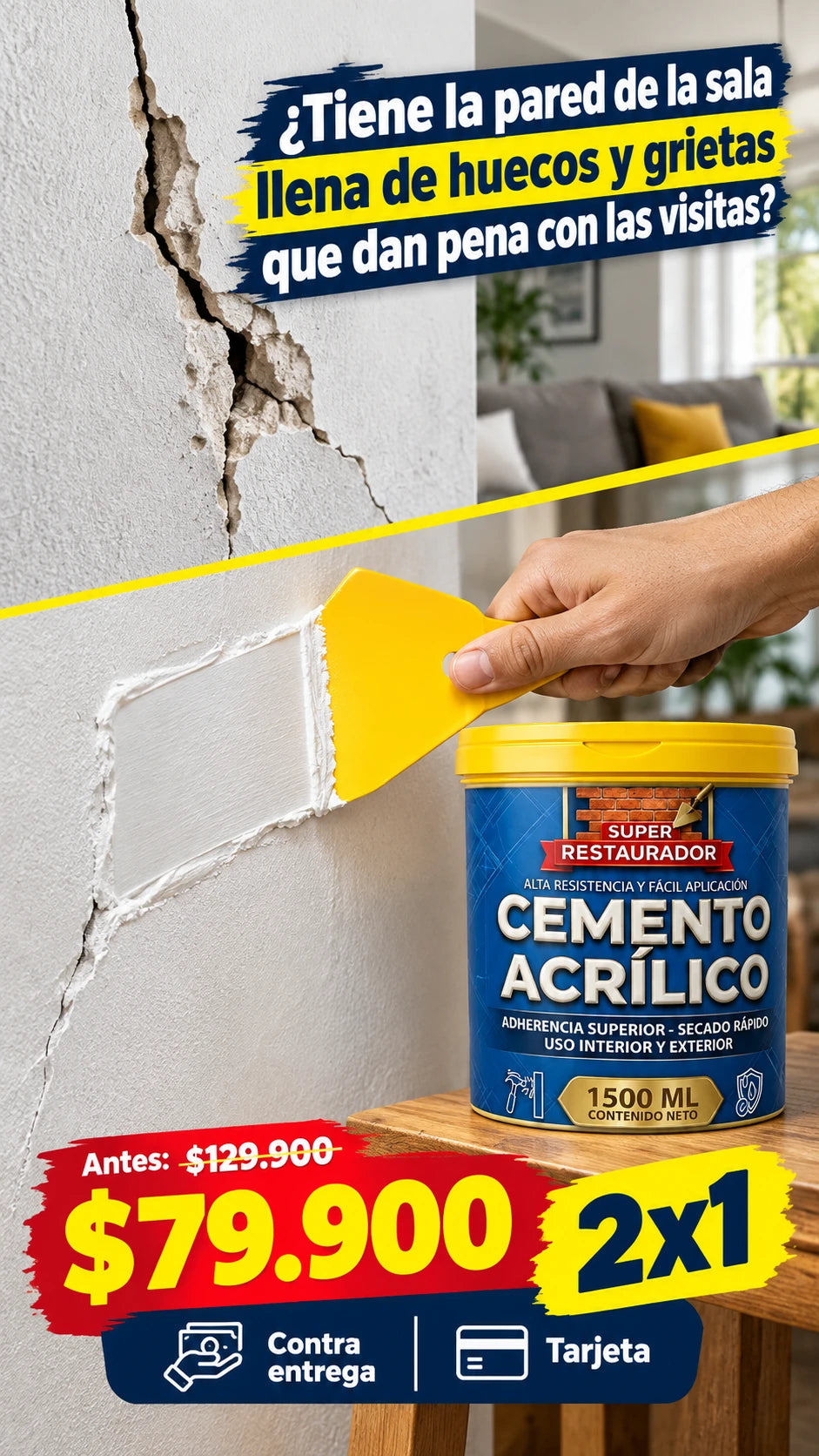 cemento acrílico + espátula plástica