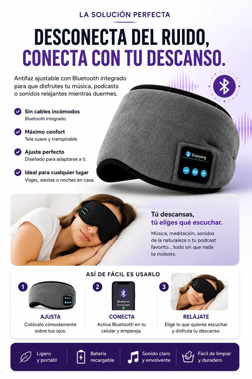 Antifaz Bluetooth integrado visto de frente